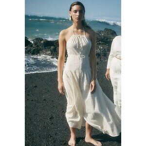 NWT J.Crew Collection Anguila Halter Eyelet Lace Ivory Button Maxi Dress 14